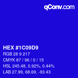 Color code: HEX #1C09D9 | qconv.com