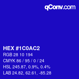 Color code: HEX #1C0AC2 | qconv.com