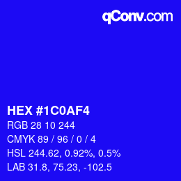 Color code: HEX #1C0AF4 | qconv.com