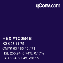 颜色代码: HEX #1C0B4B | qconv.com