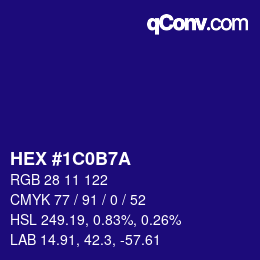 Farbcode: HEX #1C0B7A | qconv.com