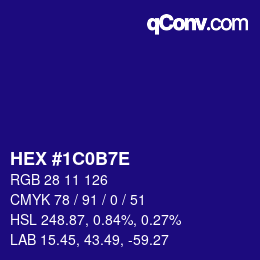 Color code: HEX #1C0B7E | qconv.com