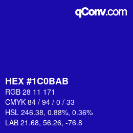 Color code: HEX #1C0BAB | qconv.com