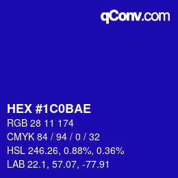 Código de color: HEX #1C0BAE | qconv.com