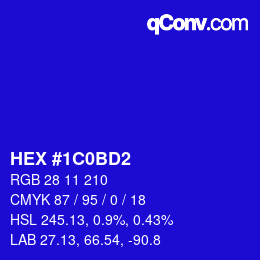 カラーコード: HEX #1C0BD2 | qconv.com