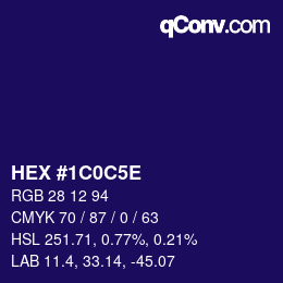 Code couleur: HEX #1C0C5E | qconv.com