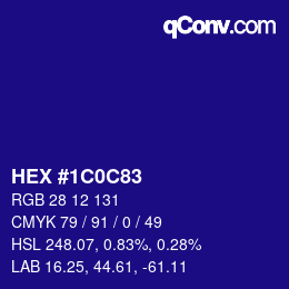 Color code: HEX #1C0C83 | qconv.com