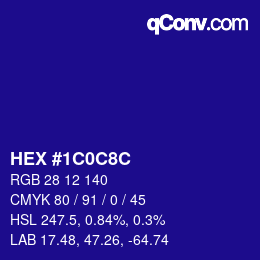 Color code: HEX #1C0C8C | qconv.com