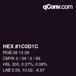 Color code: HEX #1C0D1C | qconv.com