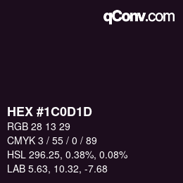 Color code: HEX #1C0D1D | qconv.com