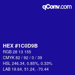 Color code: HEX #1C0D9B | qconv.com