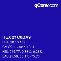 Color code: HEX #1C0DA9 | qconv.com