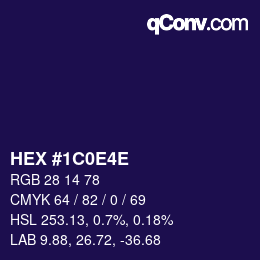 颜色代码: HEX #1C0E4E | qconv.com