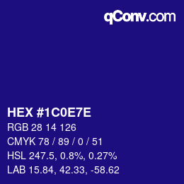 Color code: HEX #1C0E7E | qconv.com
