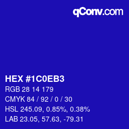Color code: HEX #1C0EB3 | qconv.com