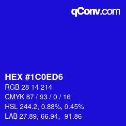 Color code: HEX #1C0ED6 | qconv.com