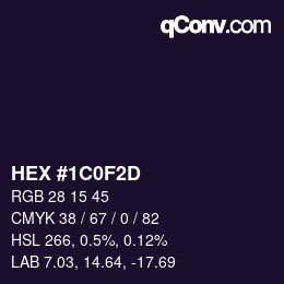 Color code: HEX #1C0F2D | qconv.com