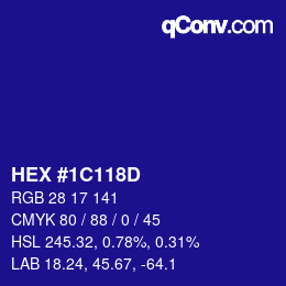 Color code: HEX #1C118D | qconv.com