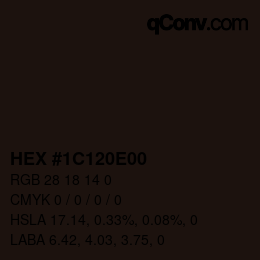 Color code: HEX #1C120E00 | qconv.com