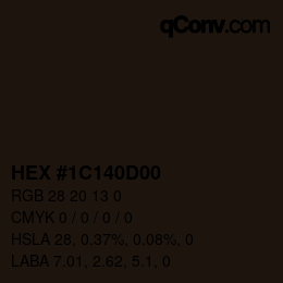 Color code: HEX #1C140D00 | qconv.com