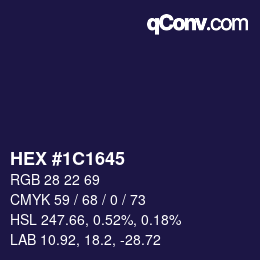 颜色代码: HEX #1C1645 | qconv.com