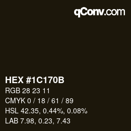 Color code: HEX #1C170B | qconv.com