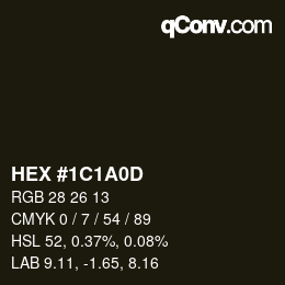 Color code: HEX #1C1A0D | qconv.com