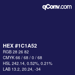 カラーコード: HEX #1C1A52 | qconv.com