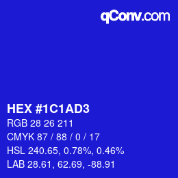 Color code: HEX #1C1AD3 | qconv.com