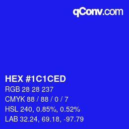 颜色代码: HEX #1C1CED | qconv.com