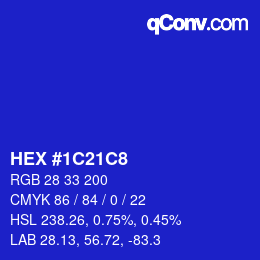 カラーコード: HEX #1C21C8 | qconv.com