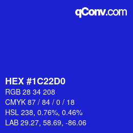 Color code: HEX #1C22D0 | qconv.com