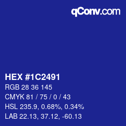 Farbcode: HEX #1C2491 | qconv.com