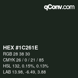 Color code: HEX #1C261E | qconv.com