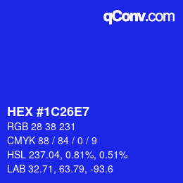 Color code: HEX #1C26E7 | qconv.com