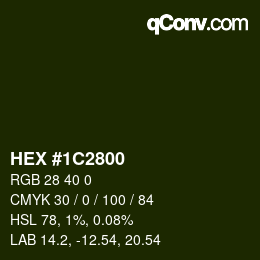 颜色代码: HEX #1C2800 | qconv.com