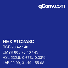 Color code: HEX #1C2A8C | qconv.com
