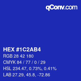 カラーコード: HEX #1C2AB4 | qconv.com