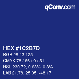 颜色代码: HEX #1C2B7D | qconv.com