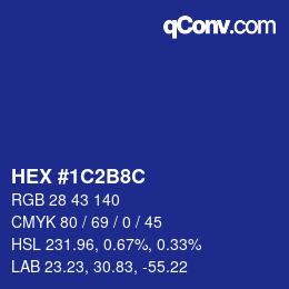 Color code: HEX #1C2B8C | qconv.com