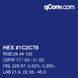 颜色代码: HEX #1C2C78 | qconv.com