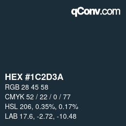 Color code: HEX #1C2D3A | qconv.com