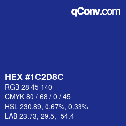 カラーコード: HEX #1C2D8C | qconv.com