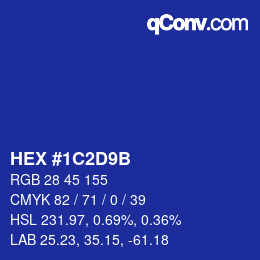 Color code: HEX #1C2D9B | qconv.com