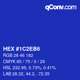 Farbcode: HEX #1C2EB6 | qconv.com