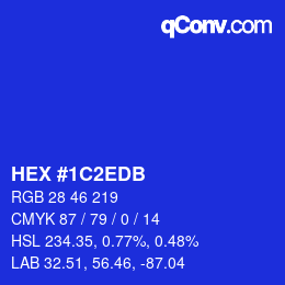 カラーコード: HEX #1C2EDB | qconv.com