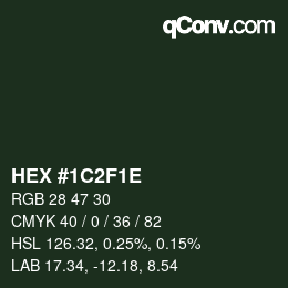 Color code: HEX #1C2F1E | qconv.com