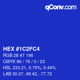 カラーコード: HEX #1C2FC4 | qconv.com