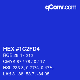 颜色代码: HEX #1C2FD4 | qconv.com