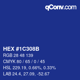 Color code: HEX #1C308B | qconv.com